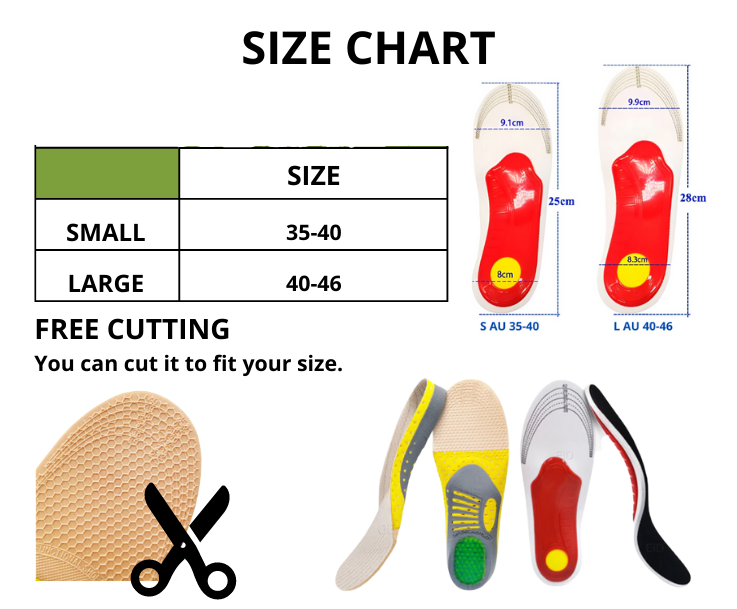 Gel Insoles -  All Day Comfort for Arch Support & Trim Inserts to Fit Shoes