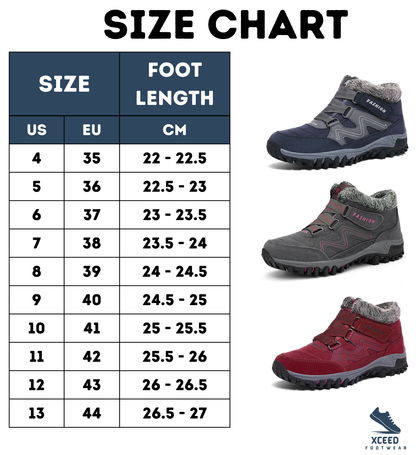 Women Winter Ortho Shoes with Warm Fur Lined & Anti-Slip Soles for Outdoor Walking and Trekking